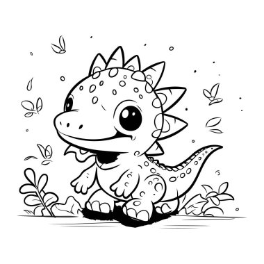 Stegosaurus çizgi filmi güzelmiş. Boyama kitabı için Vektör illüstrasyonu.