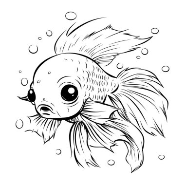 Renklendirme kitabı için Japon Balığı Çizgi Filmi