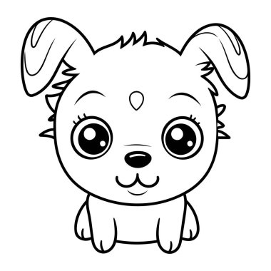 Tatlı çizgi film köpeği. Vektör çizimi. Çocuklar için boyama kitabı.