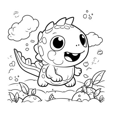 Triceratops Dinozor Karikatür Karakterinin Renklendirme Sayfası