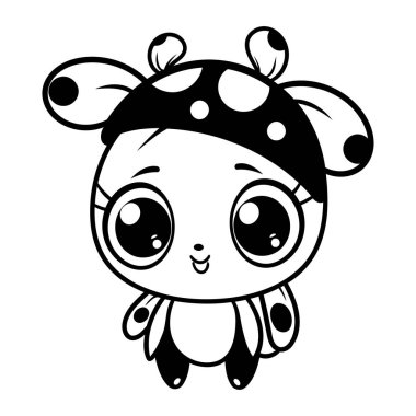 Uğur böceği kostümlü şirin küçük zürafa.