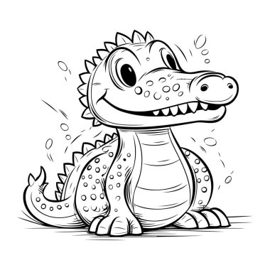 Tatlı timsah. Boyama kitabı veya sayfa için vektör illüstrasyonu.