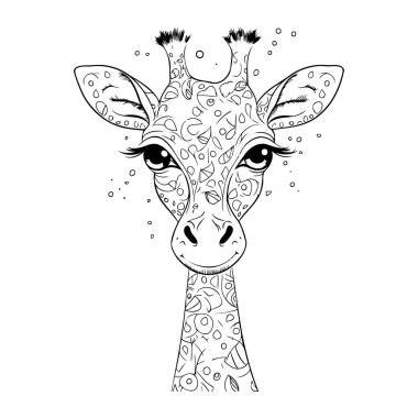 Yetişkinler için zürafa boyama kitabı. Zentangle tarzı.