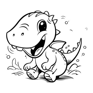 Şirin Dinozor Siyah ve Beyaz Çizgi Film Renk Kitabı için Şirin Dinozor Çizimi