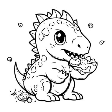 Şirin bir karikatür dinozor. Boyama kitabı veya sayfa için vektör illüstrasyonu.