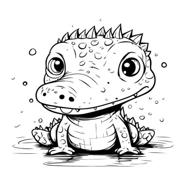 Tatlı bebek timsah. Şirin bir bebek timsahın vektör çizimi.