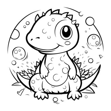 Kabarcıklı şirin bir dinozorun Renklendirme Sayfası