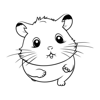 Hamster. Boyama kitabı veya sayfa için siyah ve beyaz vektör illüstrasyonuName