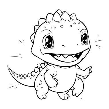 Şirin dinozor karikatürü. Vektör çizimi. İllüstrasyon. boyama kitabı