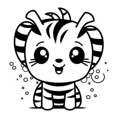 Küçük sevimli kaplan kawaii karakter çizimi tasarımı