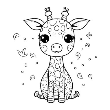 Şirin timsah hayvan çizgi film vektör illüstrasyon grafik tasarımı siyah beyaz