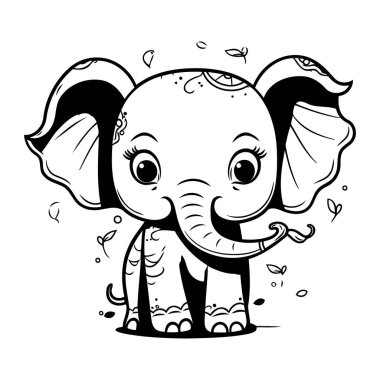 Şirin bebek filin vektör çizimi. Çocuklar için boyama kitabı.