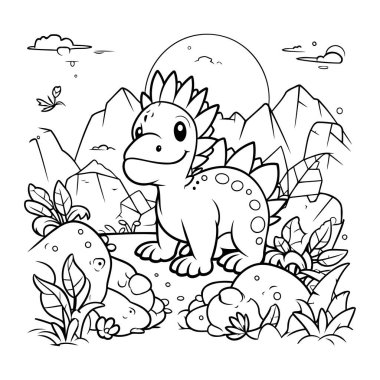 Bir kase yulaf lapası ile şirin çizgi film pandası. Vektör illüstrasyonu.