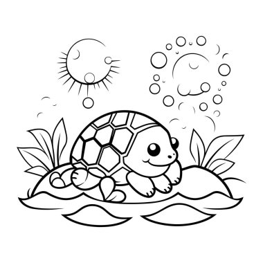 Kaplumbağa boyama sayfası. Çocuklar için boyama kitabı. Vektör illüstrasyonu.