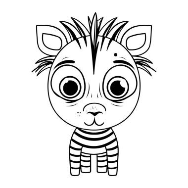 Zebra çizgi film tasarımı. Hayvanat bahçesi hayatı doğa karakteri çocukluk ve sevimli temalı Vektör illüstrasyonu