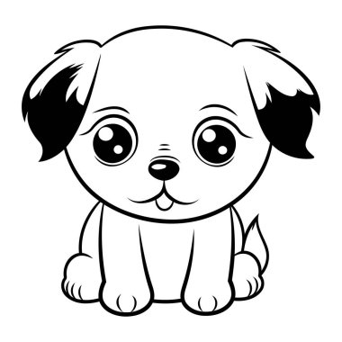 Beyaz arka planda izole edilmiş şirin bir köpek çizgi filmi. Vektör illüstrasyonu.