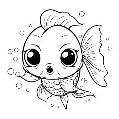 Çocuklar için boyama kitabı. Şirin japon balığı. Vektör illüstrasyonu.