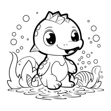 Çizgi film balığının renklendirme sayfası. Vektör İllüstrasyonu.