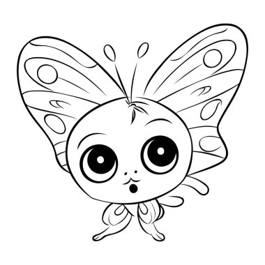 Şirin kelebek. Çocuklar için boyama kitabı. Vektör illüstrasyonu.