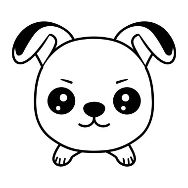 Şirin küçük köpek Kawaii karakter çizimi tasarımı