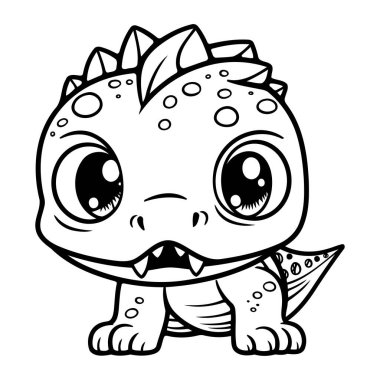 Şirin Çizgi Film Dinozor Vektör İllüstrasyonu. Çocuklar için boyama kitabı