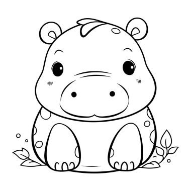 Çocuklar için boyama kitabı. Su aygırı. Vektör illüstrasyonu.