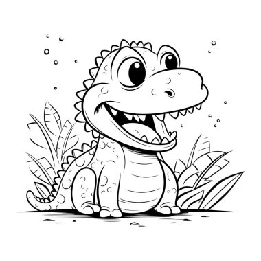 Tatlı çizgi film timsahı. Vektör çizimi. Çocuklar için boyama kitabı.