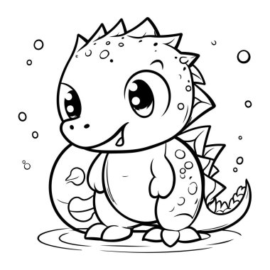 Şirin Dinozor Hayvan Karakterleri Kitabının Siyah ve Beyaz Çizgi Filmleri