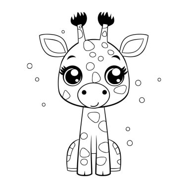 Çocuklar için boyama kitabı. Şirin zürafa. Vektör illüstrasyonu.