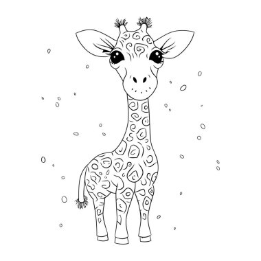 Zürafa. Çocuklar için boyama kitabı. Vektör illüstrasyonu.