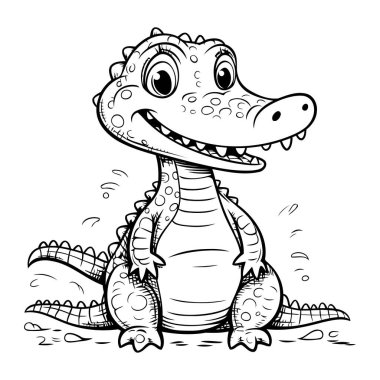 Çocuklar için timsah boyama sayfası. Vektör İllüstrasyonu