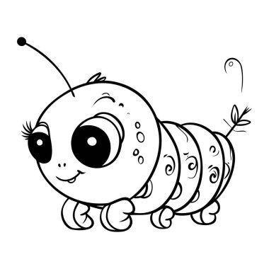 Sevimli çizgi film tırtılı. Çocuklar için boyama kitabı sayfası.