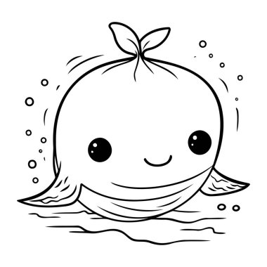 Tatlı çizgi film balinası. Çocuklar için boyama kitabı. Vektör illüstrasyonu.