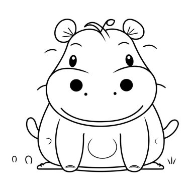 Çizgi film Hippopotamus Vektör Resimlerinin Renklendirme Sayfası