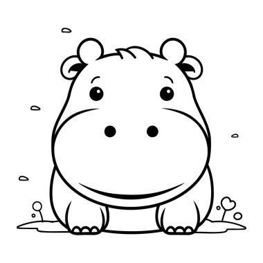 Şirin Hippo Çizgi Filmi Maskot Karakteri Vektör İllüstrasyonu.