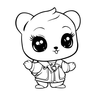 Tavşan Siyah ve Beyaz Çizgi Film Çizimi. Beyaz Arkaplanda İzole Edilmiş