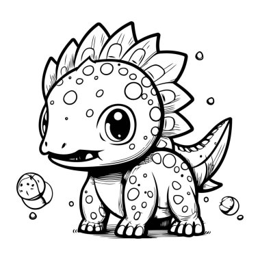 Şirin bir karikatür dinozor. Boyama kitabı veya sayfa için vektör illüstrasyonu.