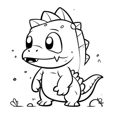 Şirin Dinozor Çizgi Film Karakteri Vektör Resimlerinin Renklendirme Sayfası