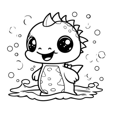 Çocuklar için boyama kitabı. Sudaki sevimli çizgi film canavarı.