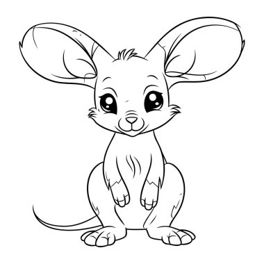 Şirin çizgi roman faresi. Boyama kitabı veya sayfa için vektör illüstrasyonu.