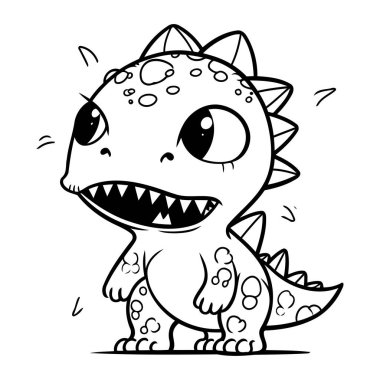Şirin bir karikatür dinozor. Çocuklar için boyama kitabı. Vektör illüstrasyonu.