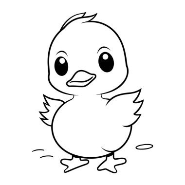 Küçük şirin ördek yavrusu çizgi film karakterinin renklendirme sayfası.
