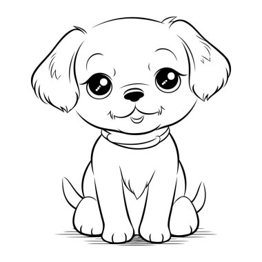Şirin çizgi film köpeği. Vektör çizimi. Çocuklar için boyama kitabı.