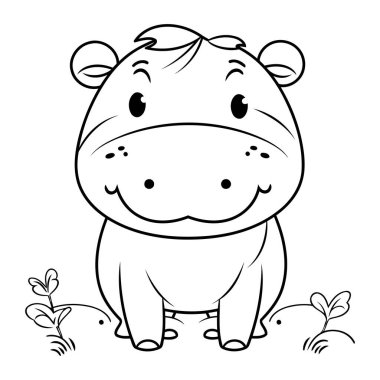 Tatlı su aygırı. Çocuklar için boyama kitabı. Vektör illüstrasyonu