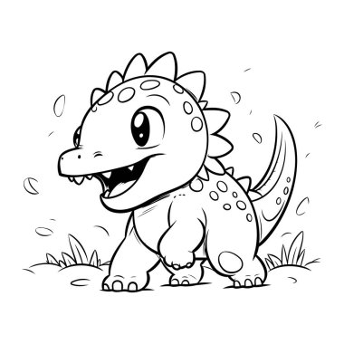 Şirin bir karikatür dinozor. Boyama kitabı veya sayfa için vektör illüstrasyonu.