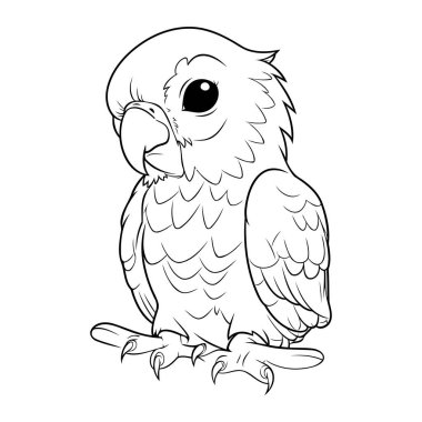 Çocuklar için boyama kitabı. Beyaz arka planda izole edilmiş papağan