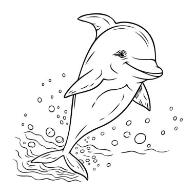 Yunus. Çocuklar için boyama kitabı. Bir yunusun vektör illüstrasyonu.