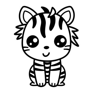 cute little tiger kawaii character vector illustartion design clipart