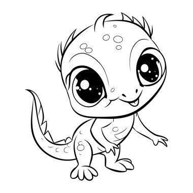 Beyaz arka planda izole edilmiş şirin bir çizgi film kertenkelesi. Vektör illüstrasyonu.