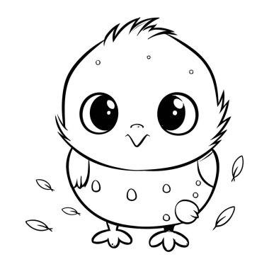 Sevimli küçük piliç. Çocuklar için boyama kitabı. Vektör illüstrasyonu.